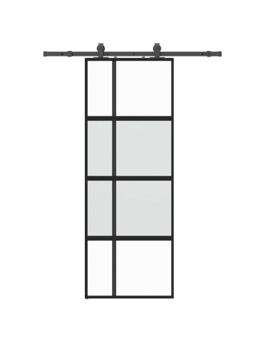 Porta Scorrevole Set Ferramenta Nera 76x205 cm Vetro Temperato