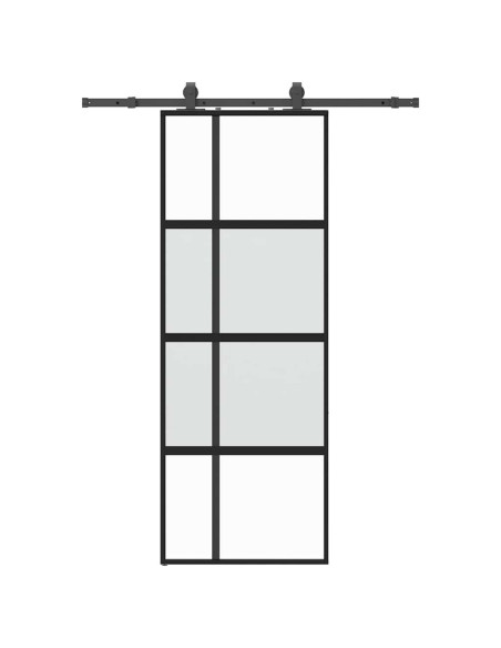 Porta Scorrevole Set Ferramenta Nera 76x205 cm Vetro Temperato