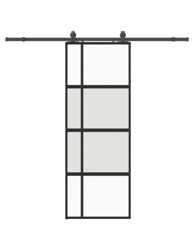 Porta Scorrevole Set Ferramenta Nera 76x205 cm Vetro Temperato