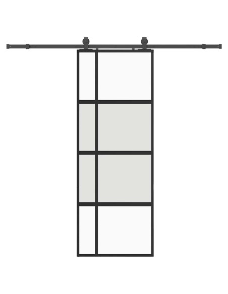 Porta Scorrevole Set Ferramenta Nera 76x205 cm Vetro Temperato