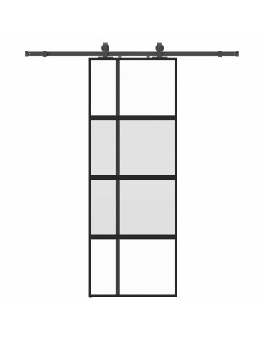 Porta Scorrevole Set Ferramenta Nera 76x205 cm Vetro Temperato