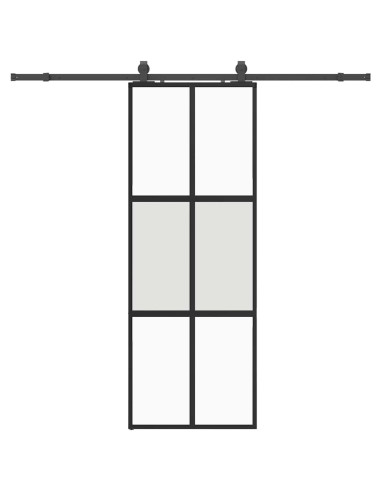 Porta Scorrevole Set Ferramenta Nera 76x205 cm Vetro Temperato