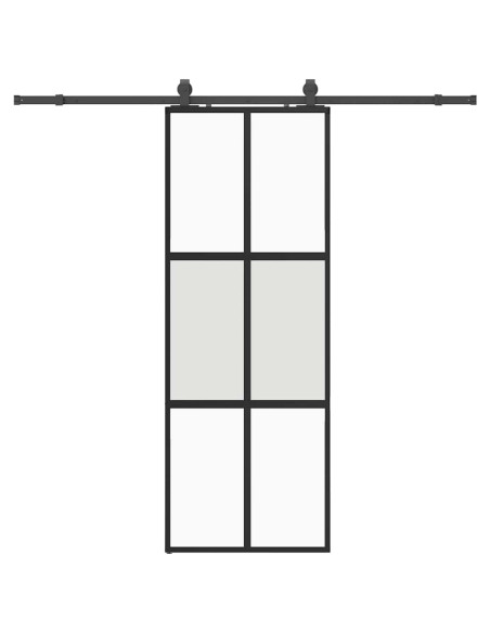 Porta Scorrevole Set Ferramenta Nera 76x205 cm Vetro Temperato