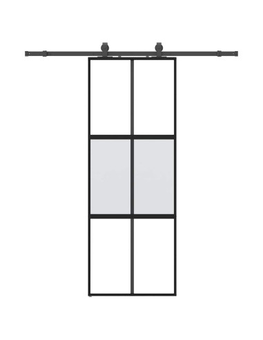 Porta Scorrevole Set Ferramenta Nera 76x205 cm Vetro Temperato