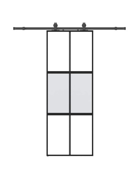 Porta Scorrevole Set Ferramenta Nera 76x205 cm Vetro Temperato