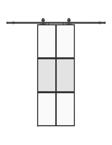 Porta Scorrevole Set Ferramenta Nera 76x205 cm Vetro Temperato
