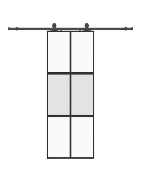 Porta Scorrevole Set Ferramenta Nera 76x205 cm Vetro Temperato