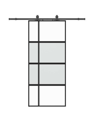 Porta Scorrevole Set Ferramenta Nera 90x205 cm Vetro Temperato