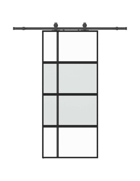 Porta Scorrevole Set Ferramenta Nera 90x205 cm Vetro Temperato
