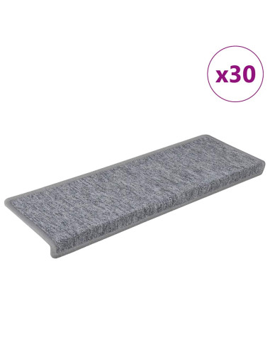 Tappetini per scale 30 pz 65x21x4 cm Grigio chiaro Bordo rettangolare
