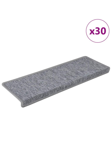 Tappetini per scale 30 pz 65x21x4 cm Grigio chiaro Bordo rettangolare