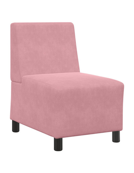 Divano componibile senza braccioli rosa 55 cm in velluto