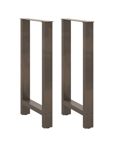 Gambe per tavolo da bar in acciaio naturale 2 pz 40x(90-91) cm in acciaio