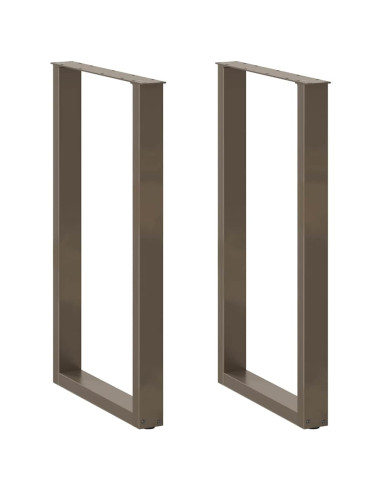 Gambe per tavolo da bar a forma di U 2 pz in acciaio naturale 60x(100-101) cm