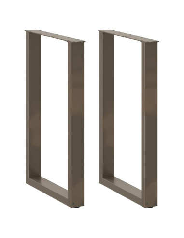 Gambe per tavolo da bar a forma di U 2 pz in acciaio naturale 60x(90-91) cm