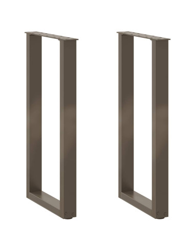 Gambe per tavolo consolle a forma di U 2 pz in acciaio naturale 28x(72-73) cm