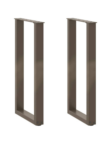 Gambe per tavolo consolle a forma di U 2 pz in acciaio naturale 38x(72-73) cm