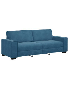 Divano a 3 Posti Blu 220x78x84 cm in Velluto