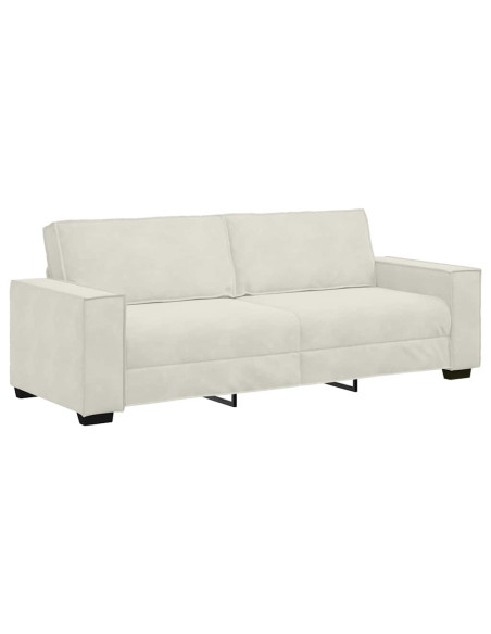 Divano a 3 Posti Crema 220x78x84 cm in Velluto