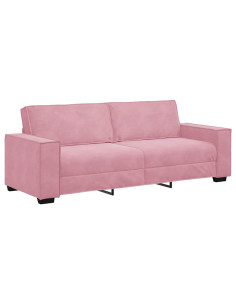 Divano a 3 Posti rosa 220x78x84 cm in Velluto