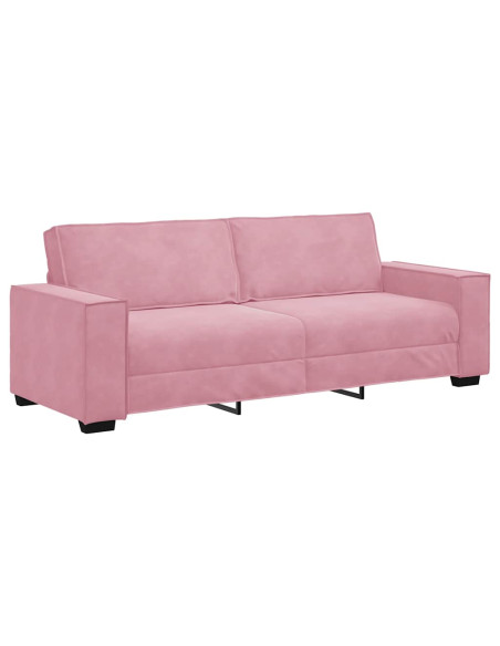 Divano a 3 Posti rosa 220x78x84 cm in Velluto