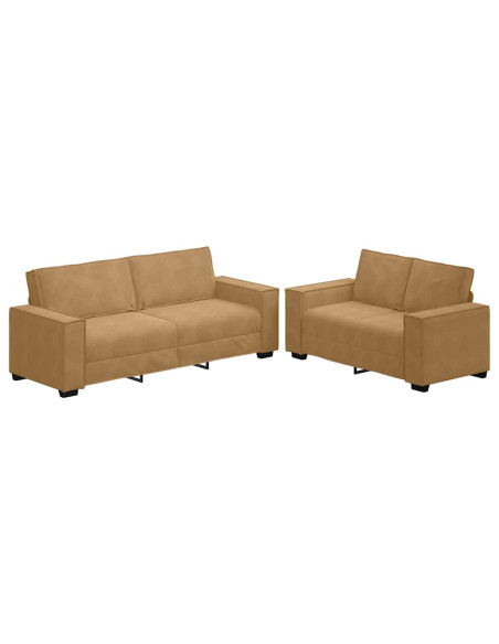 Set di Divani 2 pz con Cuscini Marrone in Velluto