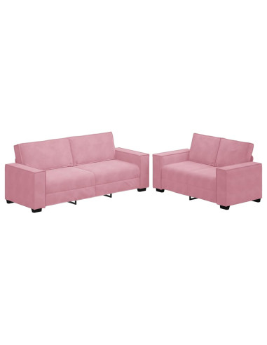 Set di Divani 2 pz con Cuscini rosa in Velluto