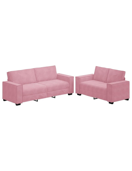 Set di Divani 2 pz con Cuscini rosa in Velluto