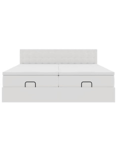 Struttura Letto Pouf con Materassi Bianco 160x200 cm Similpelle 2