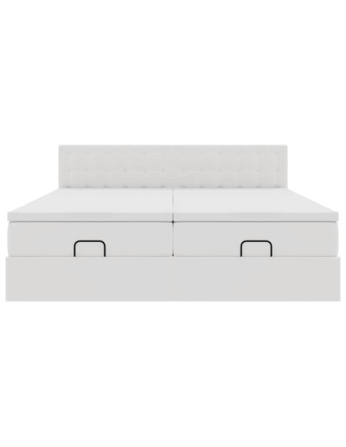 Struttura Letto Pouf con Materassi Bianco 160x200 cm Similpelle