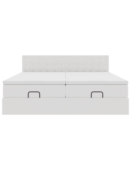 Struttura Letto Pouf con Materassi Bianco 160x200 cm Similpelle