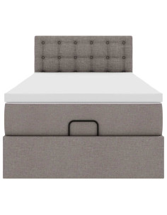 Struttura Letto Pouf con Materasso Tortora 80x200 cm in Tessuto 2