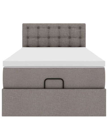 Struttura Letto Pouf con Materasso Tortora 80x200 cm in Tessuto