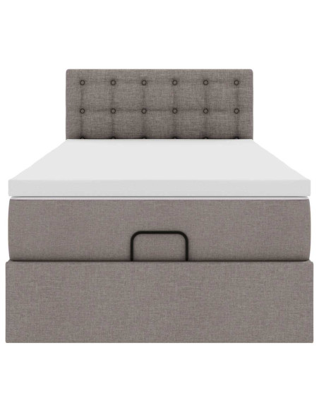 Struttura Letto Pouf con Materasso Tortora 80x200 cm in Tessuto