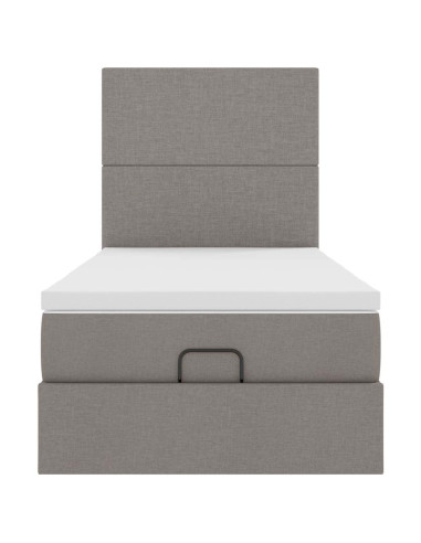 Struttura Letto Pouf con Materasso Tortora 80x200 cm in Tessuto