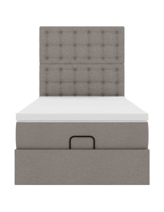 Struttura Letto Pouf con Materasso Tortora 80x200 cm in Tessuto 2