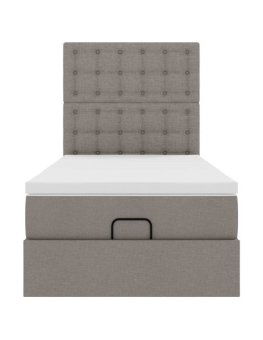 Struttura Letto Pouf con Materasso Tortora 80x200 cm in Tessuto