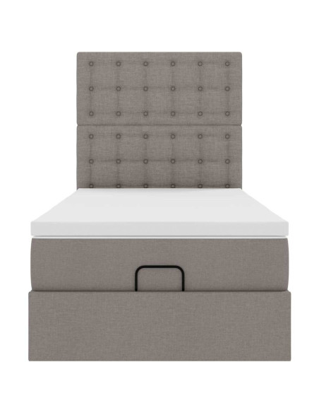 Struttura Letto Pouf con Materasso Tortora 80x200 cm in Tessuto