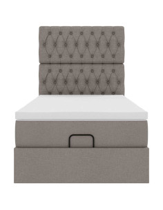 Struttura Letto Pouf con Materasso Tortora 80x200 cm in Tessuto 2