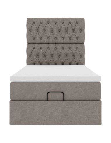 Struttura Letto Pouf con Materasso Tortora 80x200 cm in Tessuto