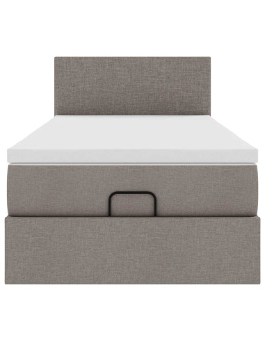 Struttura Letto Pouf con Materasso Tortora 80x200 cm in Tessuto