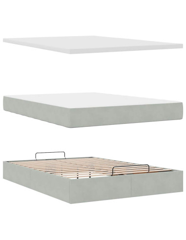 Struttura Letto Pouf con Materasso 140x190 cm Velluto