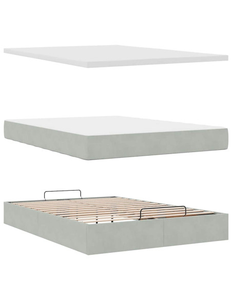 Struttura Letto Pouf con Materasso 140x190 cm Velluto