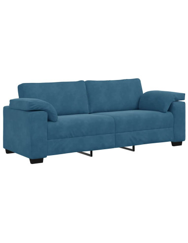 Divano a 3 Posti Blu 220x77x82 cm in Velluto