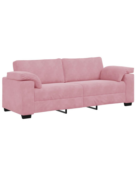 Divano a 3 Posti rosa 220x77x82 cm in Velluto
