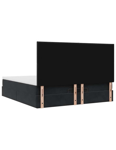 Struttura Letto Pouf con Materassi Nero 200x200 cm Velluto