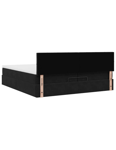 Struttura Letto Pouf con Materassi Nero 200x200 cm Velluto