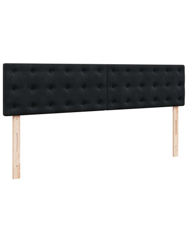 Struttura Letto Pouf con Materassi Nero 200x200 cm Velluto