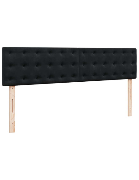 Struttura Letto Pouf con Materassi Nero 200x200 cm Velluto