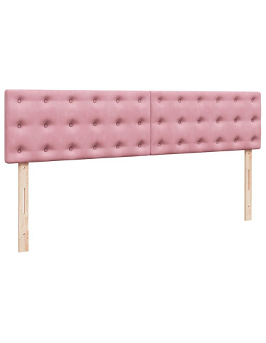 Struttura Letto Pouf con Materassi Rosa 200x200 cm Velluto